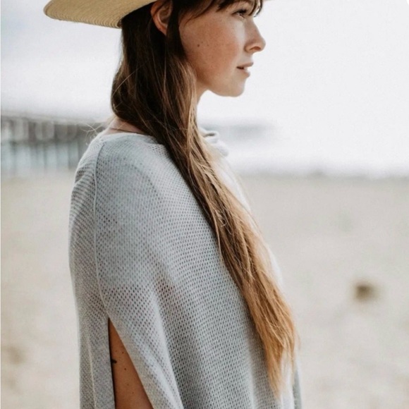 We are Amma Light Gray Knit Nursing Poncho - Comfortable Layering Wrap - Picture 2 of 5